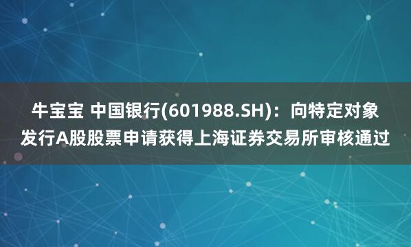 牛宝宝 中国银行(601988.SH)：向特定对象发行A股股票申请获得上海证券交易所审核通过